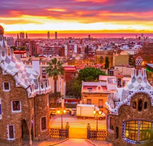 park guell at sunset